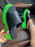 Color Block Chunky Heel Sandals