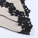Detail Floral Lace Applique Slip Bodycon Party Midi Dress - Beige
