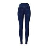 Style High Waist Zip Up Skinny Yoga Jeans - Dark Blue