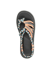 Flache Sandalen mit Bohemien-Muster und Seil