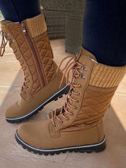 Zipper Design Lace Up Boot