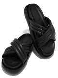 Crossed Solid Color Slippers