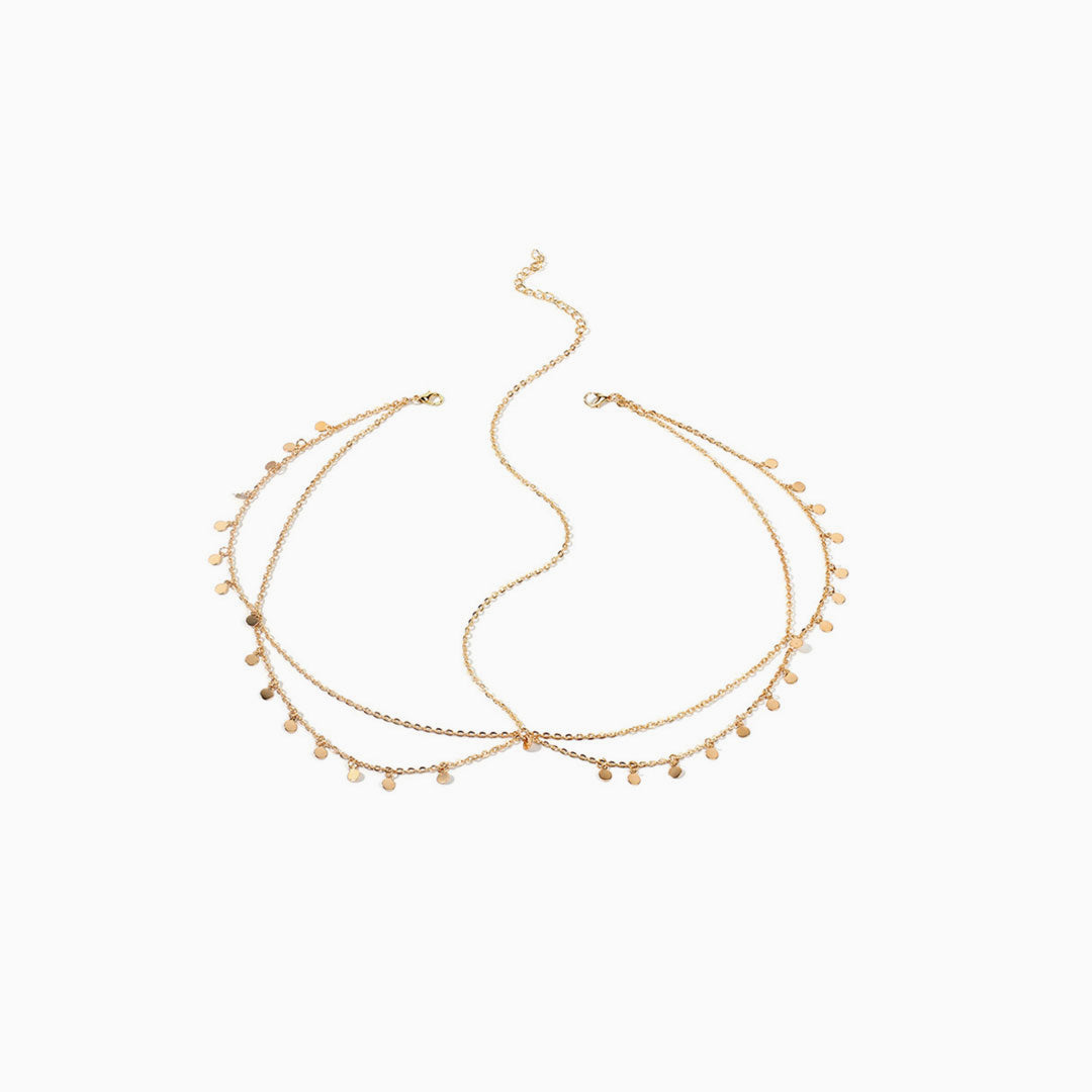 Coins Details Crisscross Hair Chain - Gold