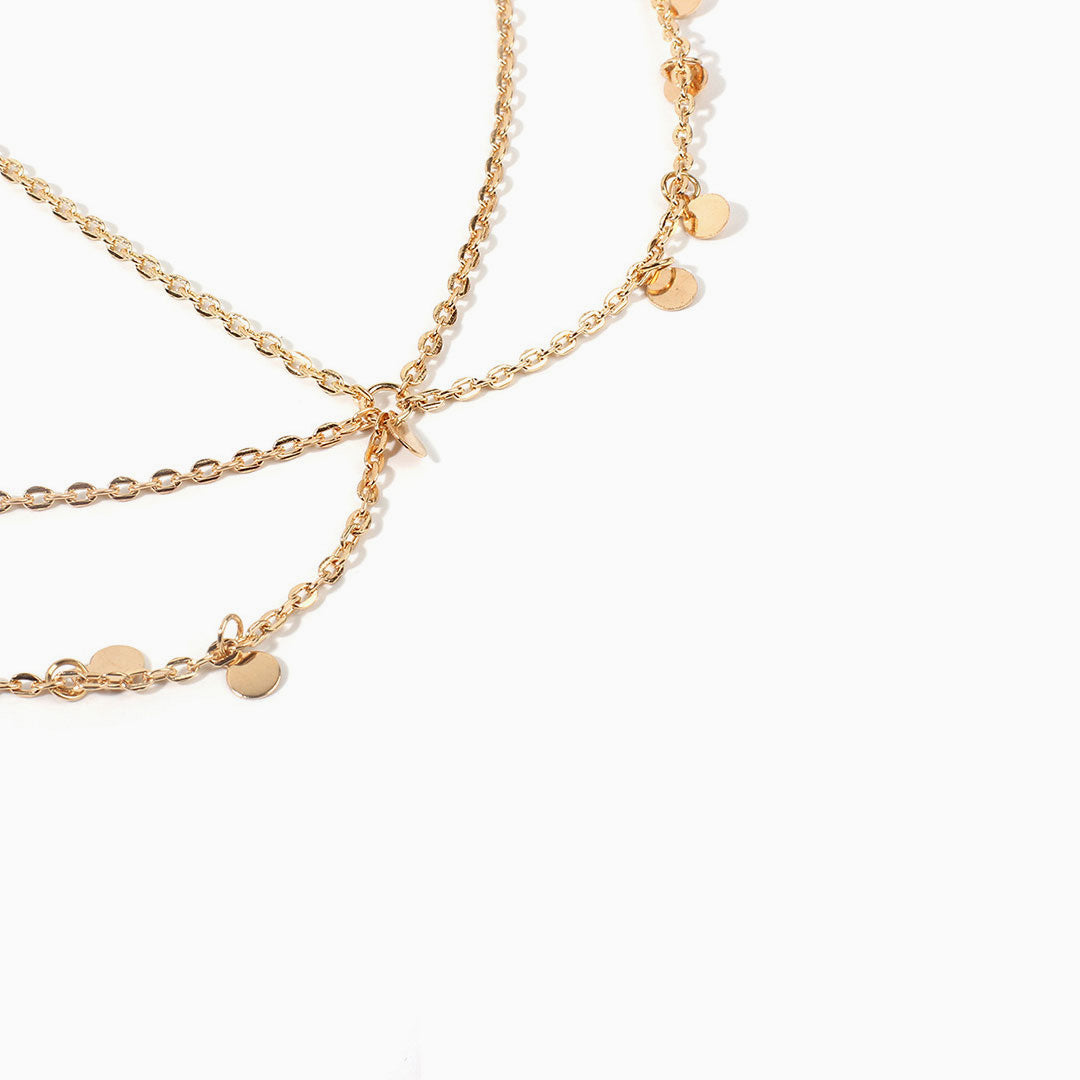 Coins Details Crisscross Hair Chain - Gold