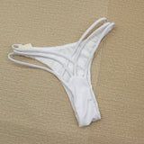 Cut  Out Crisscross Bikini Thong Bottom - White