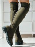 Lace Up Flat Suede Boots