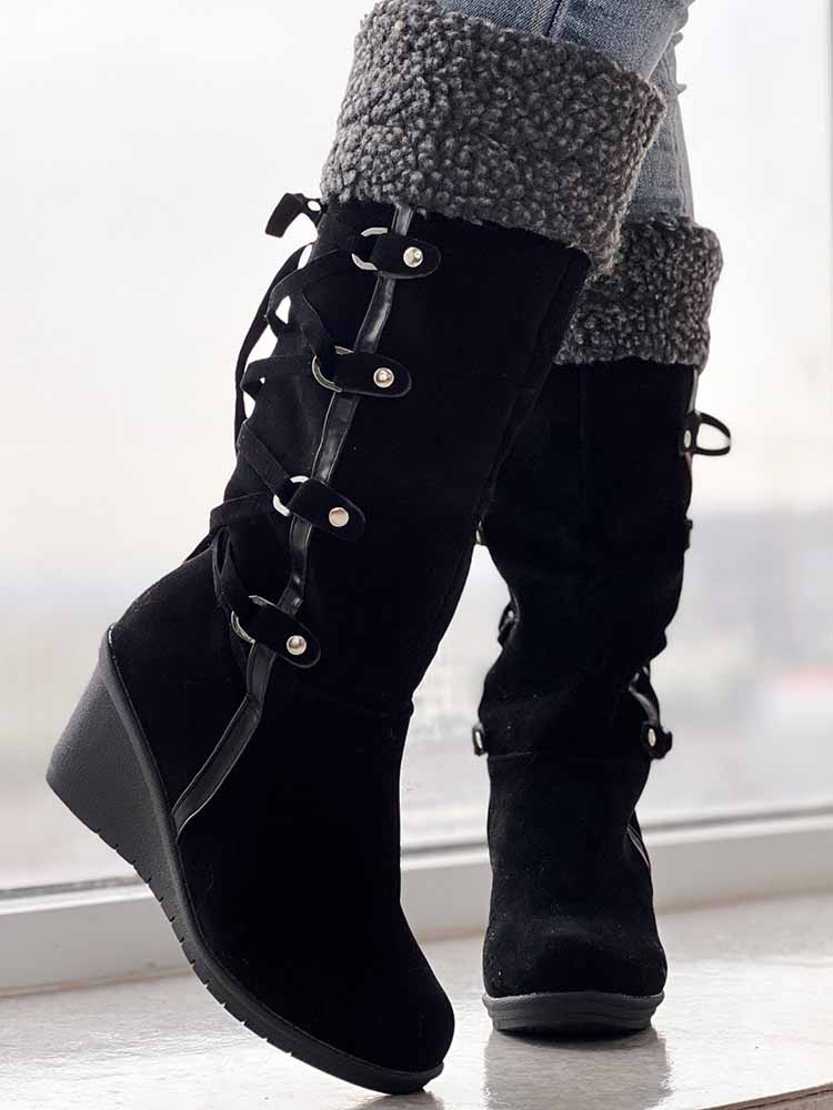 Tassel Wedge Calf Boots