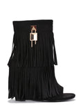Fringe Open Toe Suede Boots