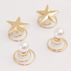 Gold Tone Charm Trim Twist Screw Hair Clip - Star