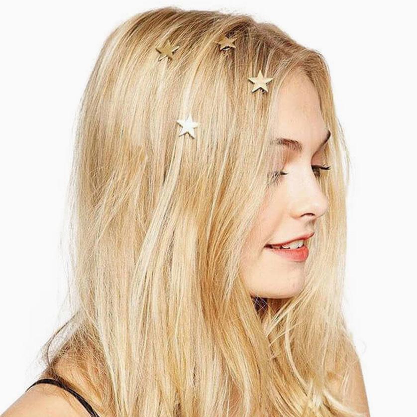 Gold Tone Charm Trim Twist Screw Hair Clip - Star