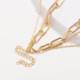 Coin Pendant Chain-Link Layered Necklace - Gold