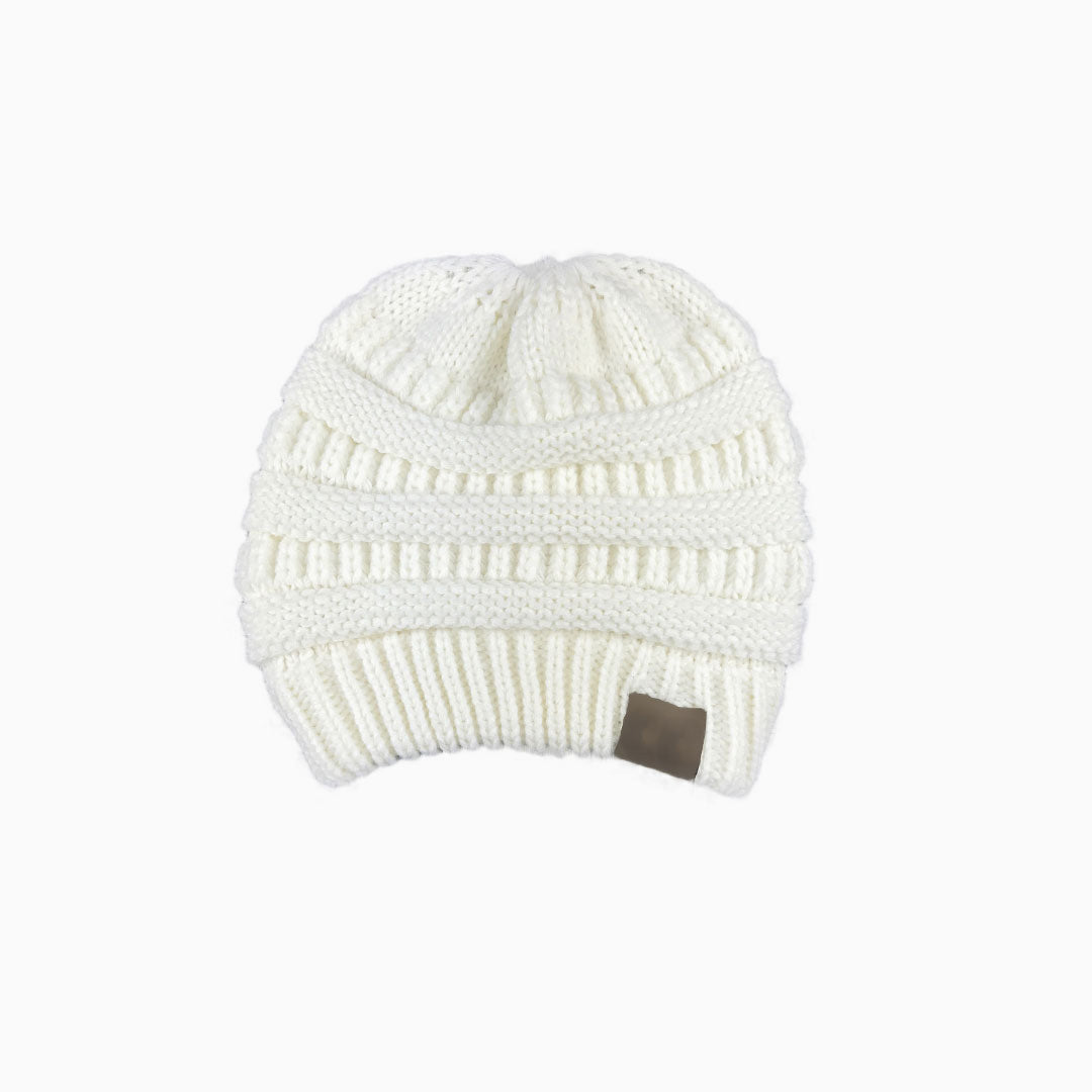 Warm Me Up Ponytail Winter Beanie Chunky Hat