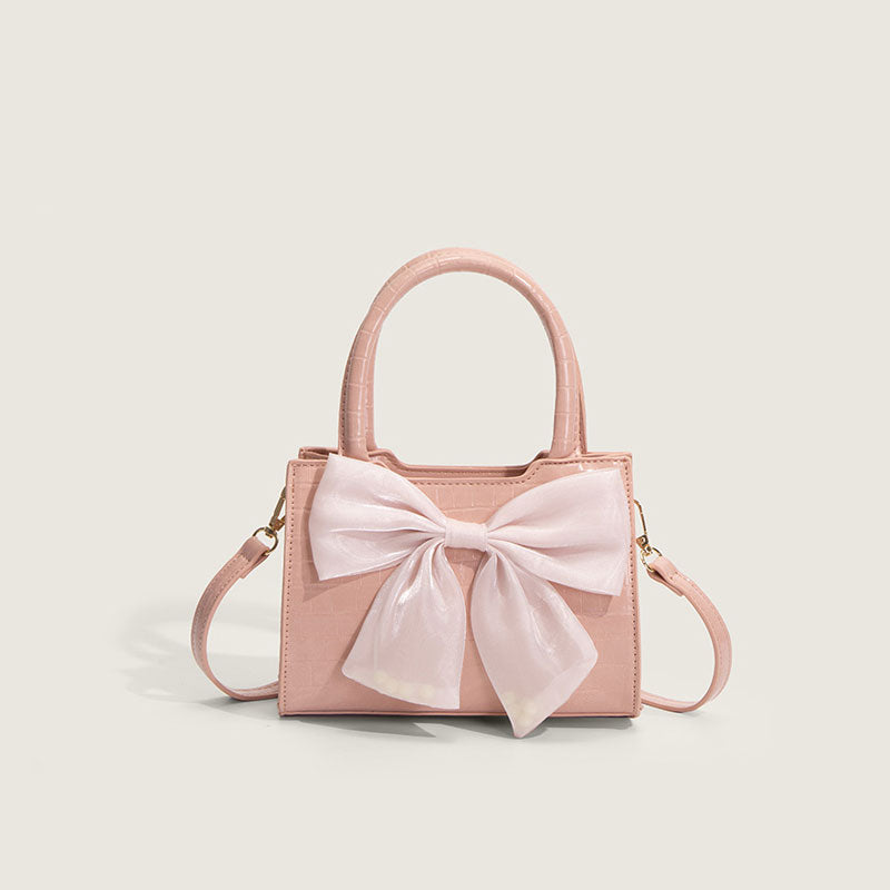 Cute Bow Detail Animal Pattern Crossbody Handle Bag - Pink