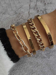 Juego de 4 pulseras Love Gold