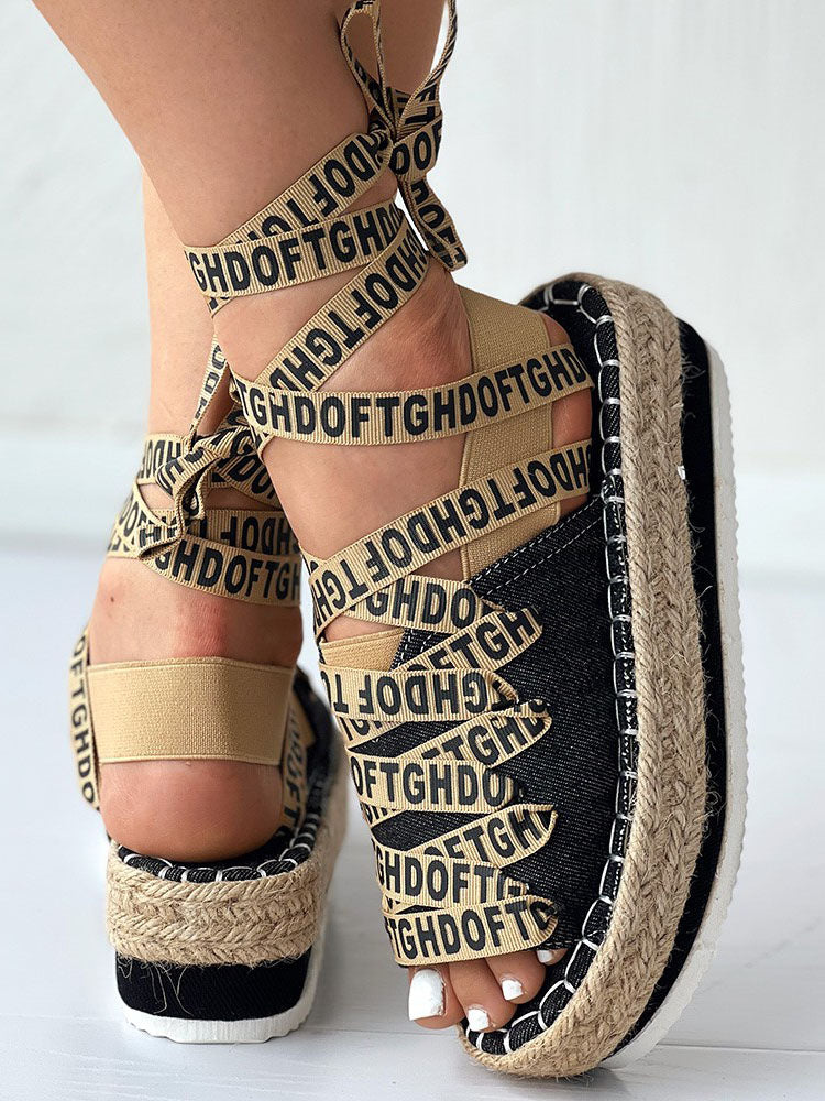 Letter Platform Sandals