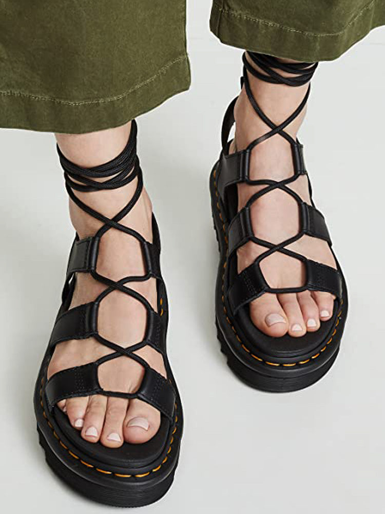 Criss Cross Leather Flats Sandals