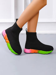 Color Block Knitted Platform Boots