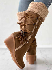 Tassel Wedge Calf Boots