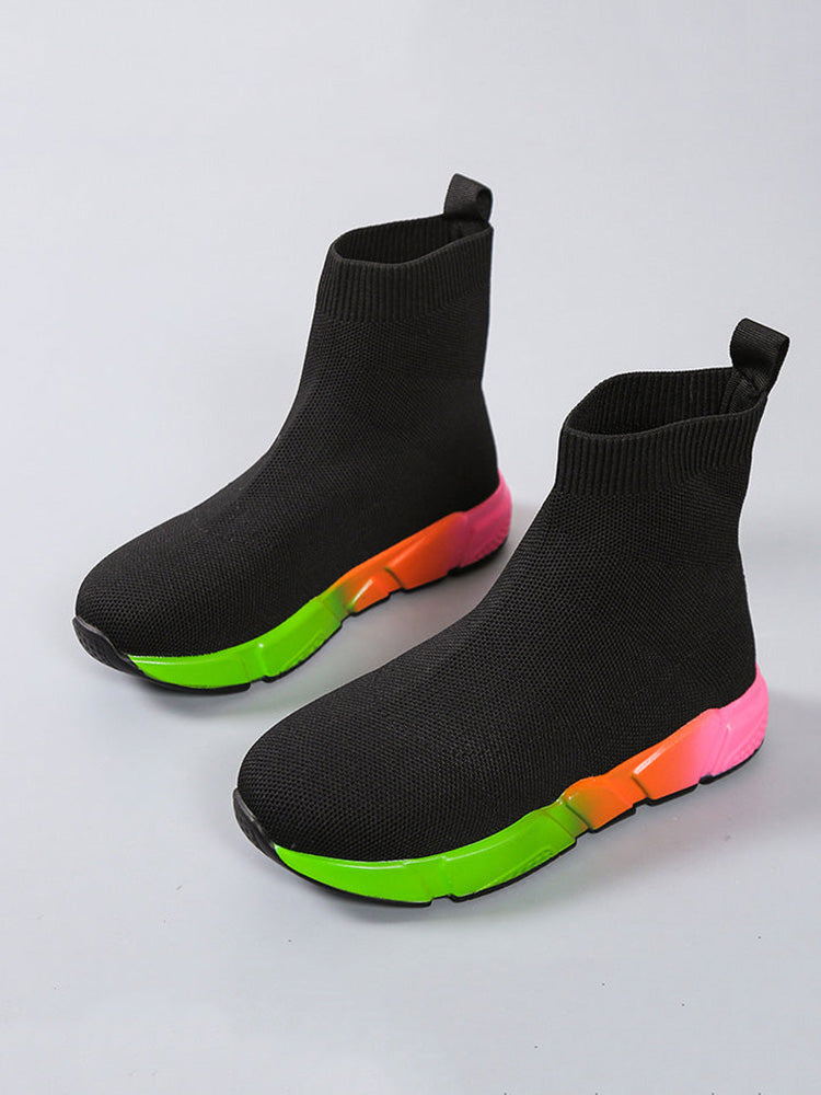 Color Block Knitted Platform Boots