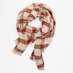 Festival Multi Color Plaid Printed Blanket Scarf - Red
