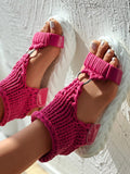 Braided Knit O-Ring Platform Sandals