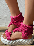 Braided Knit O-Ring Platform Sandals