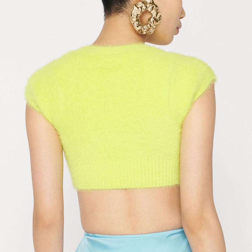 Open Front Short Sleeve Ribbed Crop Cardigan - Yellow
