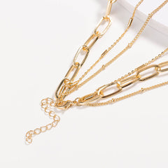 Gold Plated Charm Pendant Layered Necklace - Gold