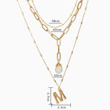 Gold Plated Charm Pendant Layered Necklace - Gold