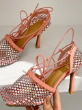 Rhinestone Square Toe Sandals