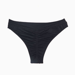 Bequeme, einfarbige, hochgeschnittene, Scrunch-Bikinihose aus brasilianischem Material - Schwarz