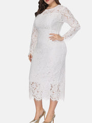 Elegant Long Sleeve Lace Maxi Dress