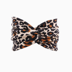 Leopard Print Twist Trim Wide Turban Headband -Leopard