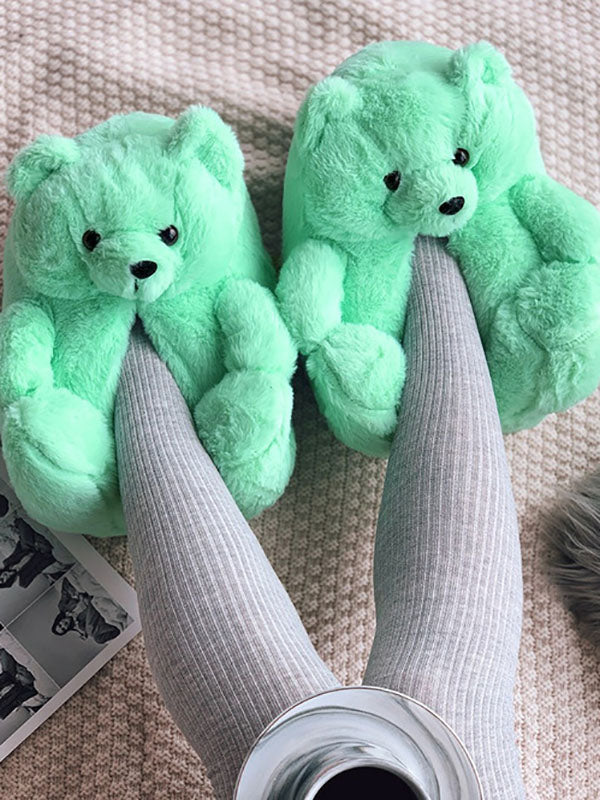 Pantuflas de osito de peluche esponjoso