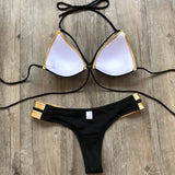 Thong Push Up Triangle Brazilian Bikini Set - Black