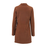 Long Sleeve Pointed Collar Mini Dress - Brown