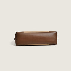 Office Style Color Buckle Trim Tote Bag - Brown