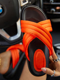 Crossed Solid Color Slippers