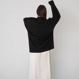 High Low Turtleneck Long Sleeve Sweater - Black