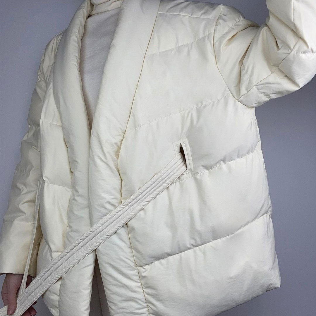 shawl puffer jacket