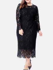 Elegant Long Sleeve Lace Maxi Dress