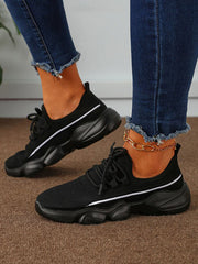 Lace-Up Knitted Mesh Breathable Sneakers