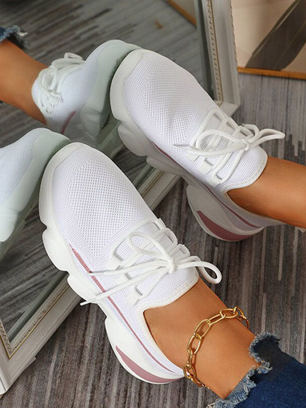 Lace-Up Knitted Mesh Breathable Sneakers