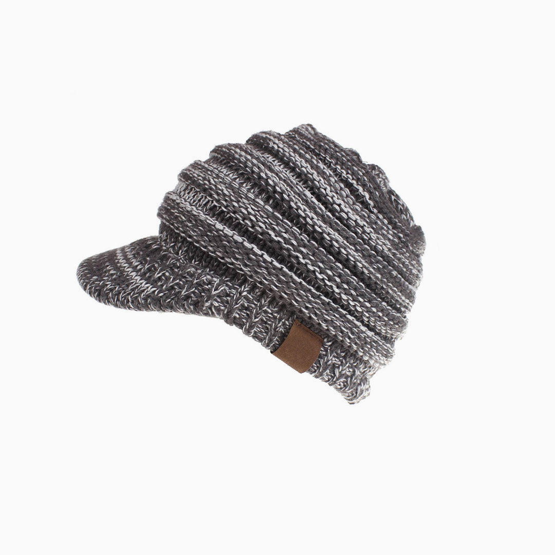 Cozy Me Up Ribbed Knit Ponytail Winter Newsboy Hat