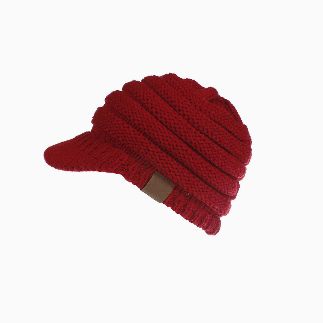 Cozy Me Up Ribbed Knit Ponytail Winter Newsboy Hat