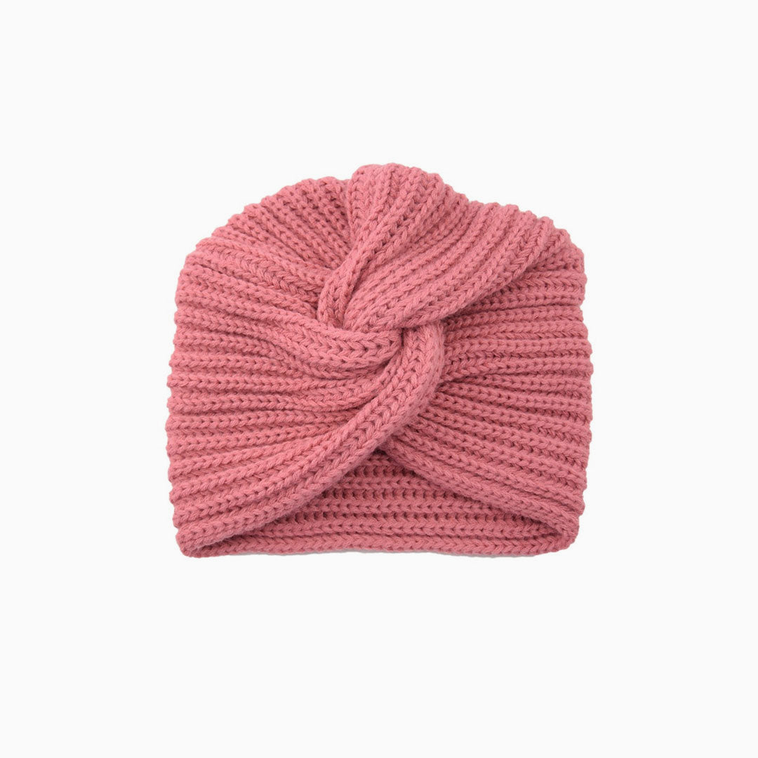 Cozy Me Up Soldi Color Ribbed Twist Front Winter Turban