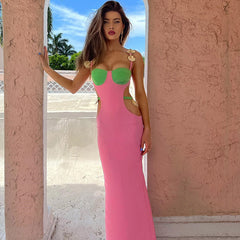 Color Shells – Ärmelloses Maxi-Ballkleid mit Cut-outs - Rosa