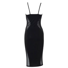 Panel Underwire Sleeveless Bodycon Party Midi Dress - Black