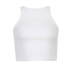 Scoop Neck Crop Tank Top - White