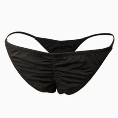 – Scrunch-Bikinihose mit String-Design - Schwarz